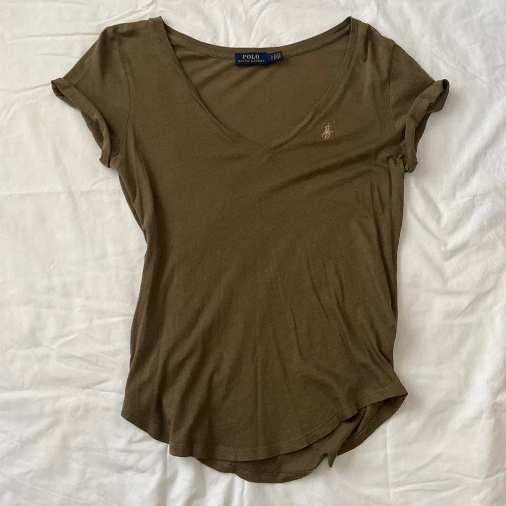 Trendy green Polo V neck tee!